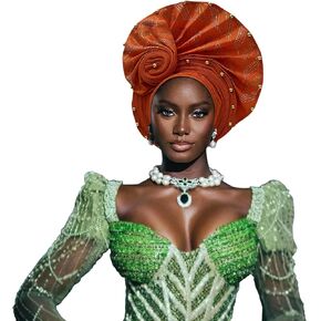 Auto Gele African Head Tie of Nigeria ASO Oke Headwraps Hat Turban Wedding Party Handmade Elegant Hair Wear Cap for Women in Kuwait