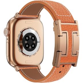 فرقة ساعة مغناطيسية من جلد chanchy متوفرة مع فرق Apple Watch 40mm 38mm 41mm 42mm 44mm 45mm 46mm ، Top Grain Leather Leather Band for Women Men iWatch Ultra Se Series 10/9/7/6/5/4/3/2/1 in Kuwait