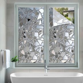 Stained Glass Window Film Colorful Lattice Window Privacy Film Iridescent Flakes Stained Glass Privacy Decals Living Room Sun Blocking Decor Removable Static Cling Sticker 17.71x39.97inch in Kuwait