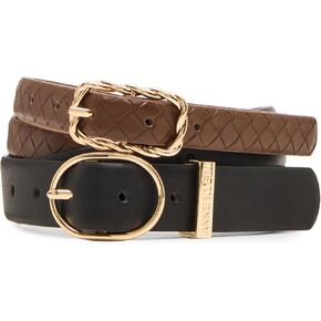 Anne Klein- Belts womens Black and Chocolate Classic 2 for 1 Pant Belt in Saudi Arabia