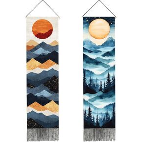 2Pcs 2 Styles Horse and Lion Tapestry Vertical Vintage 51x13 Inch Aesthetic Long Narrow Medieval Tapestry Wall Hanging with Tassel for Living Room Bedroom Office Studios Home Decoration in Kuwait