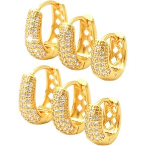 SEJPH 3-Pair Huggie Hoop Earrings 18K Gold Plated, Hypoallergenic Thick Small Layered Set, Stacking Earrings Jewelry Gift for Women and Teens in Saudi Arabia