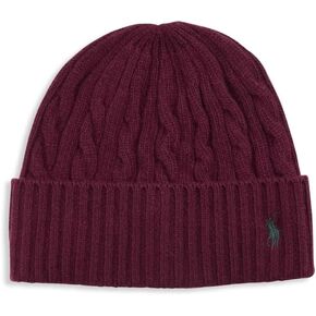 POLO RALPH LAUREN Men's Cable-Knit Cashmere Beanie -red Wine in Kuwait