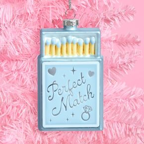 xo, Fetti Perfect Match Matchbox Ornament, Blue + Iridescent Foil | Engagement, Holiday Tree Decor, Cute Couple Xmas, Wedding Stocking Stuffer in Saudi Arabia