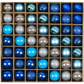 Sayrrame Mini Christmas Tree الحلي، 49ct 1.18 بوصة صغيرة زرقاء فضية عيد الميلاد الحلي مجموعة لشجرة، شاتيربروف البلاستيك شنقا زينة الكرة مجموعة لعيد الميلاد عطلة الجدول إكليل ديكور in Kuwait