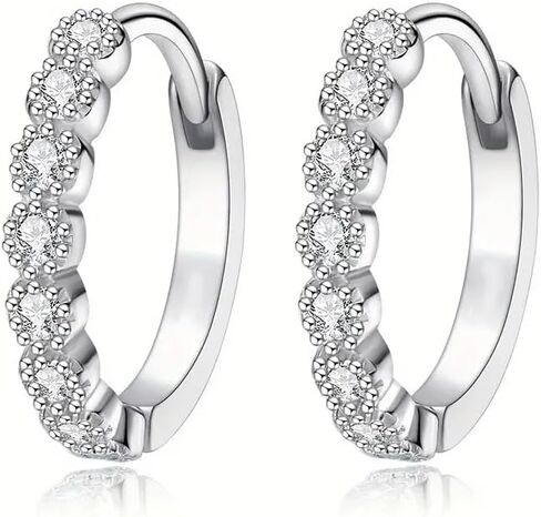 Women's 925 Sterling Silver Exquisite Hoop Earrings, Set With Dazzling Cubic Zirconia, Lightweight And Hypoallergenic, Fashion Women's Jewelry For Daily And Wedding Wear, The Best Gift For Your Wife Or Friends in Saudi Arabia