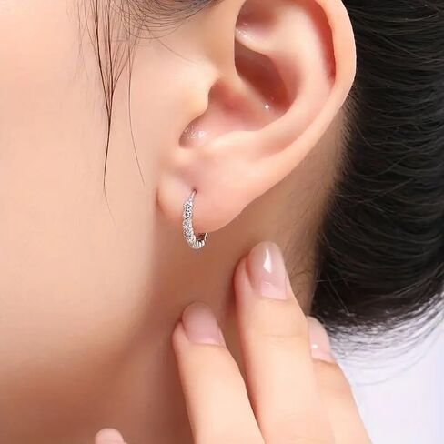 Women's 925 Sterling Silver Exquisite Hoop Earrings, Set With Dazzling Cubic Zirconia, Lightweight And Hypoallergenic, Fashion Women's Jewelry For Daily And Wedding Wear, The Best Gift For Your Wife Or Friends in Saudi Arabia
