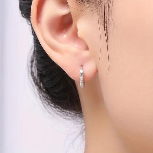 Women's 925 Sterling Silver Exquisite Hoop Earrings, Set With Dazzling Cubic Zirconia, Lightweight And Hypoallergenic, Fashion Women's Jewelry For Daily And Wedding Wear, The Best Gift For Your Wife Or Friends in Saudi Arabia