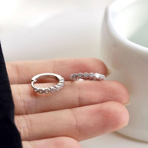 Women's 925 Sterling Silver Exquisite Hoop Earrings, Set With Dazzling Cubic Zirconia, Lightweight And Hypoallergenic, Fashion Women's Jewelry For Daily And Wedding Wear, The Best Gift For Your Wife Or Friends in Saudi Arabia