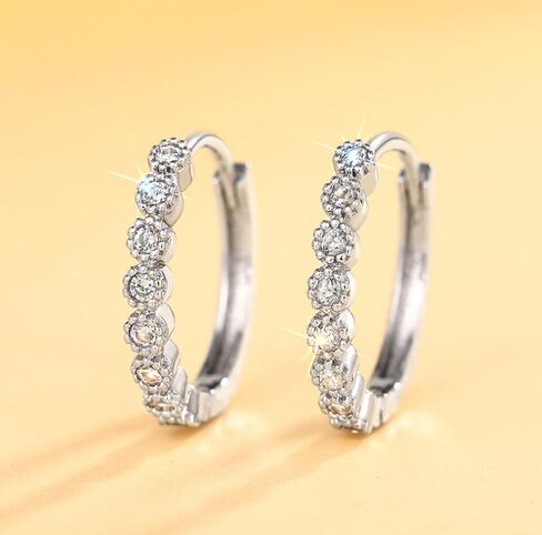 Women's 925 Sterling Silver Exquisite Hoop Earrings, Set With Dazzling Cubic Zirconia, Lightweight And Hypoallergenic, Fashion Women's Jewelry For Daily And Wedding Wear, The Best Gift For Your Wife Or Friends in Saudi Arabia