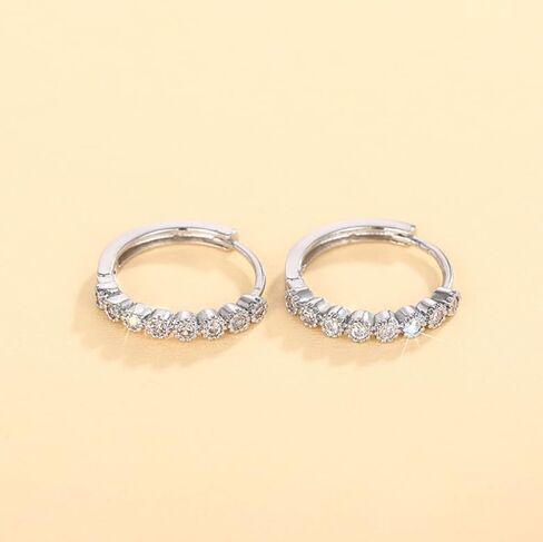 Women's 925 Sterling Silver Exquisite Hoop Earrings, Set With Dazzling Cubic Zirconia, Lightweight And Hypoallergenic, Fashion Women's Jewelry For Daily And Wedding Wear, The Best Gift For Your Wife Or Friends in Saudi Arabia