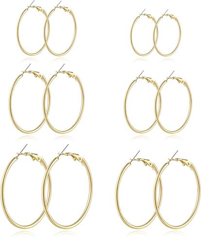 Warmsmile 6 Pairs Gold and Silver Plated Hoop Earrings Set for Women – Trendy Silver and Gold Huggie Hoops, Big Silver and Gold Earrings, Chunky Jewelry for Multiple Piercings, Fashion Gift Pack, Stylish Silver Jewelry for Everyday Wear in Saudi Arabia
