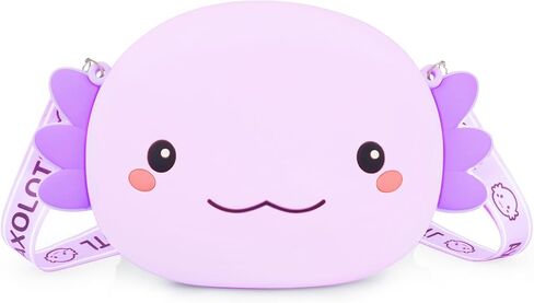 Pink Axolotl Crossbody Bag Adjustable Shoulder Strap, Cute Axolotl Gifts Girls Wallet Coin Purse Large Anime Handbag with Zipper Shoulder Bag Money Bags (Pink) in Saudi Arabia