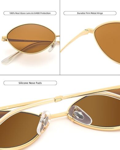 JIM HALO Vintage Oval Metal Sunglasses - Chic Cat Eye Style UV400 Protection Sun Glasses for Daily & Outdoor Use in Saudi Arabia