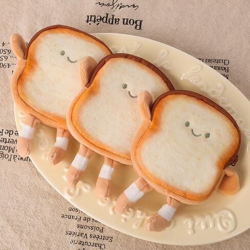 Cartoon Cute Plush Toast Coin Purse Keychain Mini Bread Doll Backpack Hanging Pendant Decoration in Saudi Arabia