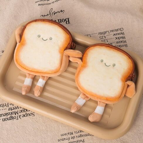 Cartoon Cute Plush Toast Coin Purse Keychain Mini Bread Doll Backpack Hanging Pendant Decoration in Saudi Arabia