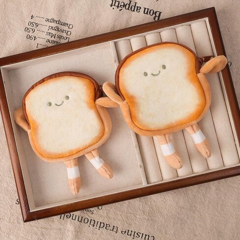 Cartoon Cute Plush Toast Coin Purse Keychain Mini Bread Doll Backpack Hanging Pendant Decoration in Saudi Arabia