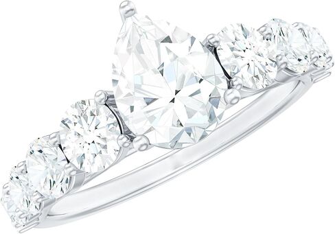 Rosec Jewels Certified 6X8mm Moissanite Pear Engagement Ring, D-Vs1 Quality, Moissanite Teardrop Ring For Women - Ideal For Gift in Saudi Arabia