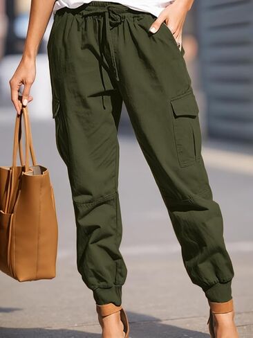Womens Cargo Sweatpants Lightweight Drawstring Trousers Workout Jogger Pants with Pockets in Saudi Arabia