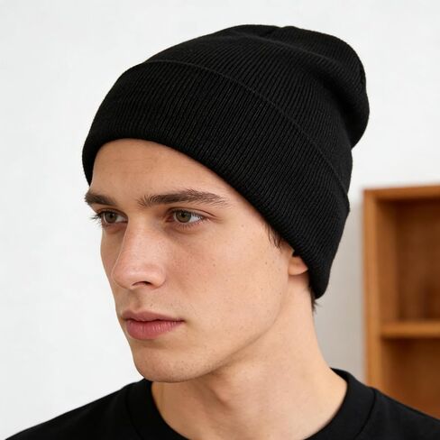 Knit Hat for Men and Women, Stretchy Beanie Made from Soft Blend Fabric for Warmth and Comfort in Cold Weather, One Size Fits Most Multicolor in Saudi Arabia