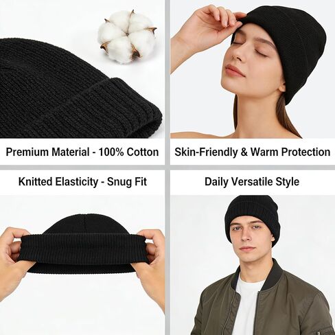 Knit Hat for Men and Women, Stretchy Beanie Made from Soft Blend Fabric for Warmth and Comfort in Cold Weather, One Size Fits Most Multicolor in Saudi Arabia