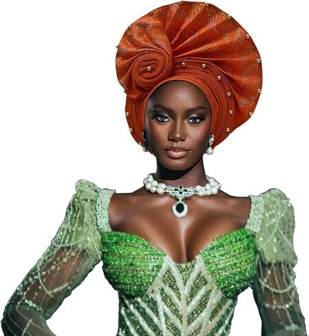 Auto Gele African Head Tie of Nigeria ASO Oke Headwraps Hat Turban Wedding Party Handmade Elegant Hair Wear Cap for Women in Kuwait