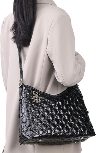Royal Bagger Genuine Cow Leather Quilted Crossbody Bag for Women, Large Capacity Tote Handbag, Fashion Shoulder Purse 3267 in Saudi Arabia