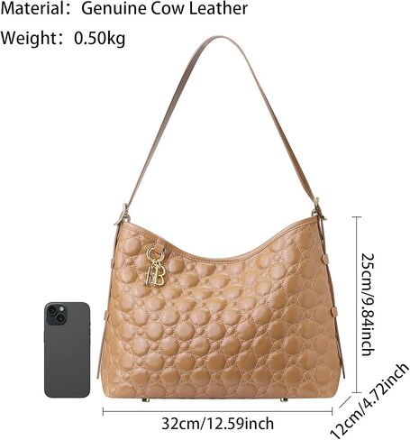 Royal Bagger Genuine Cow Leather Quilted Crossbody Bag for Women, Large Capacity Tote Handbag, Fashion Shoulder Purse 3267 in Saudi Arabia