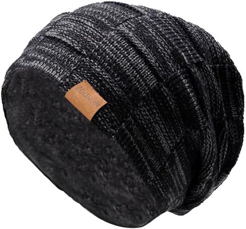 Slouchy Warm Beanie for Men & Women Fleece-Lined Winter Ski Cap, Soft Knit Skull Hat in Saudi Arabia