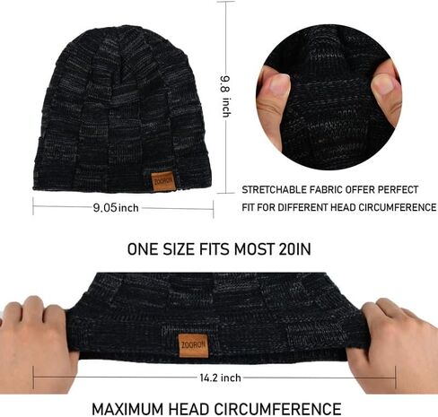 Slouchy Warm Beanie for Men & Women Fleece-Lined Winter Ski Cap, Soft Knit Skull Hat in Saudi Arabia