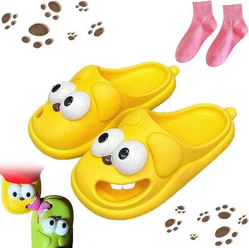 ETYGHY Kissing Slippers for Couples, 3D Big Eye Dog Tongue Slippers Couples, Non-Slip Stylish Slippers for Women Men in Saudi Arabia