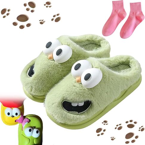 ETYGHY Kissing Slippers for Couples, 3D Big Eye Dog Tongue Slippers Couples, Non-Slip Stylish Slippers for Women Men in Saudi Arabia