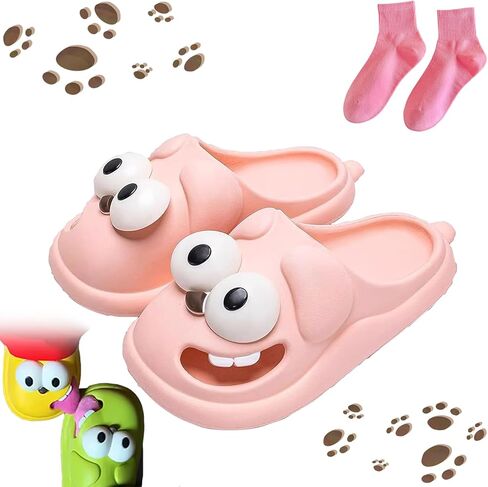 ETYGHY Kissing Slippers for Couples, 3D Big Eye Dog Tongue Slippers Couples, Non-Slip Stylish Slippers for Women Men in Saudi Arabia