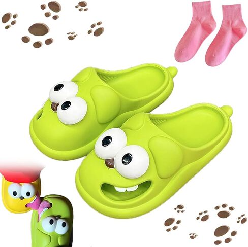 ETYGHY Kissing Slippers for Couples, 3D Big Eye Dog Tongue Slippers Couples, Non-Slip Stylish Slippers for Women Men in Saudi Arabia