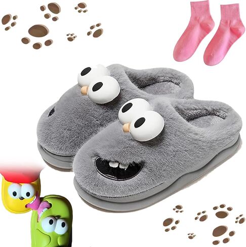 ETYGHY Kissing Slippers for Couples, 3D Big Eye Dog Tongue Slippers Couples, Non-Slip Stylish Slippers for Women Men in Saudi Arabia