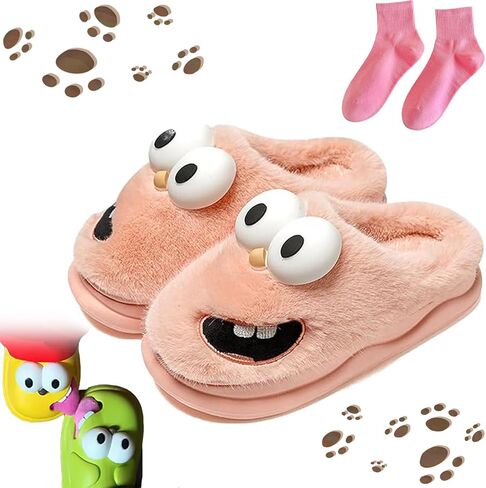 ETYGHY Kissing Slippers for Couples, 3D Big Eye Dog Tongue Slippers Couples, Non-Slip Stylish Slippers for Women Men in Saudi Arabia