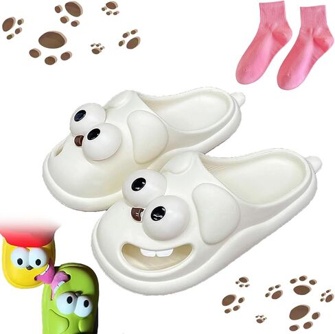 ETYGHY Kissing Slippers for Couples, 3D Big Eye Dog Tongue Slippers Couples, Non-Slip Stylish Slippers for Women Men in Saudi Arabia