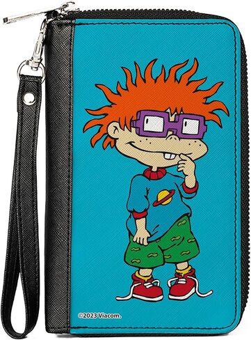 Buckle-Down Nickelodeon Wallet, Zip Around, Rugrats Chuckie Pose Blue, Vegan Leather in Saudi Arabia
