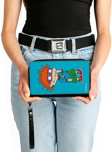 Buckle-Down Nickelodeon Wallet, Zip Around, Rugrats Chuckie Pose Blue, Vegan Leather in Saudi Arabia