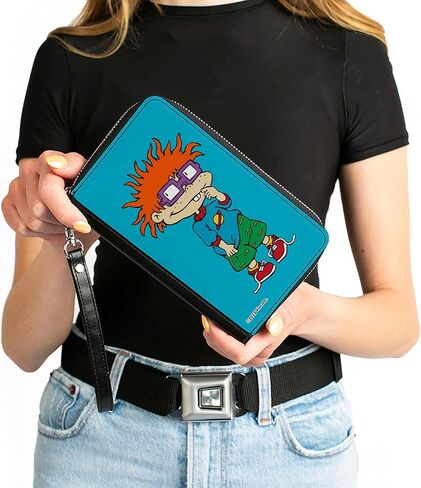 Buckle-Down Nickelodeon Wallet, Zip Around, Rugrats Chuckie Pose Blue, Vegan Leather in Saudi Arabia