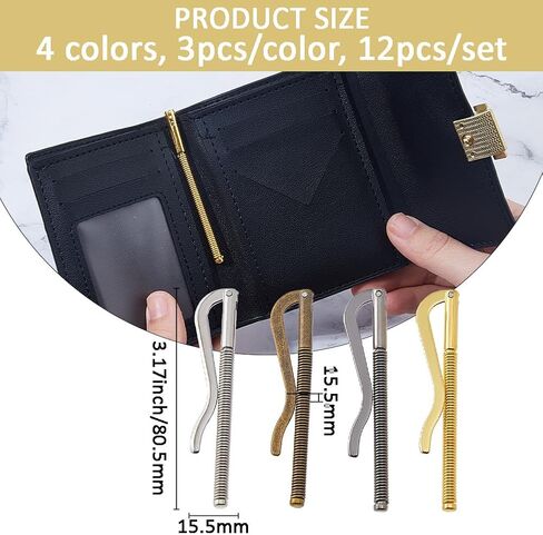 SUPERFINDINGS 12Pcs 4 Colors Spring Money Clip 3.16inch/80.5mm Money Organizers Clip for Wallets Cash Purse Insert Bar Alloy Check Clips for Bifold Leather Purse Credit Card Holder in Saudi Arabia