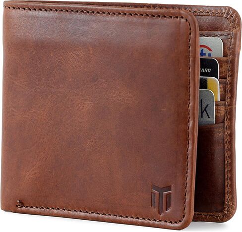 محفظة Tony Micky Slim RFID Blocking للرجال - حامل بطاقات جلد كريزي هورس مع جيب رئيسي للنقود - محفظة ثنائية الطي بجيب أمامي - هدية لعيد الميلاد وأعياد الميلاد والعطلات (عتيقة) in Saudi Arabia