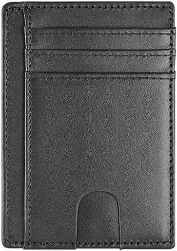 AGBIADD Slim Minimalist Front Pocket RFID Blocking Leather Wallets for Men Women Medium Size (Black) in Saudi Arabia
