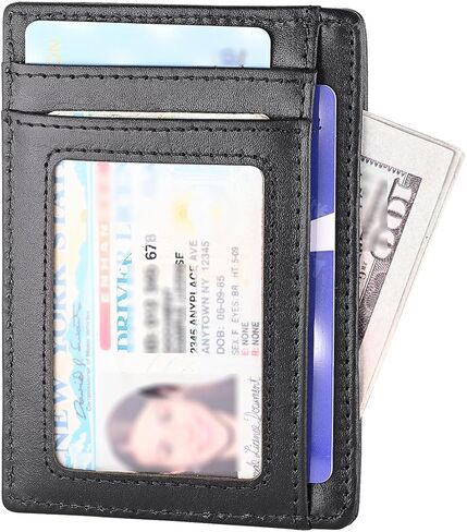 AGBIADD Slim Minimalist Front Pocket RFID Blocking Leather Wallets for Men Women Medium Size (Black) in Saudi Arabia