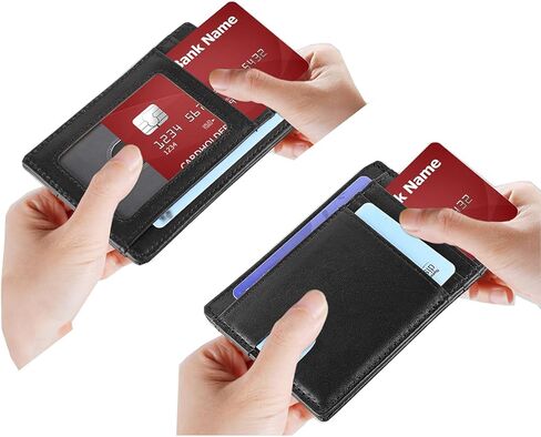 AGBIADD Slim Minimalist Front Pocket RFID Blocking Leather Wallets for Men Women Medium Size (Black) in Saudi Arabia