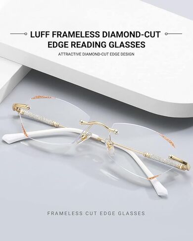 نظارات قراءة بدون إطار من LUFF للنساء، نظارات عصرية خفيفة الوزن ومضادة للضوء الأزرق بإطار معدني كلاسيكي مريح in Kuwait