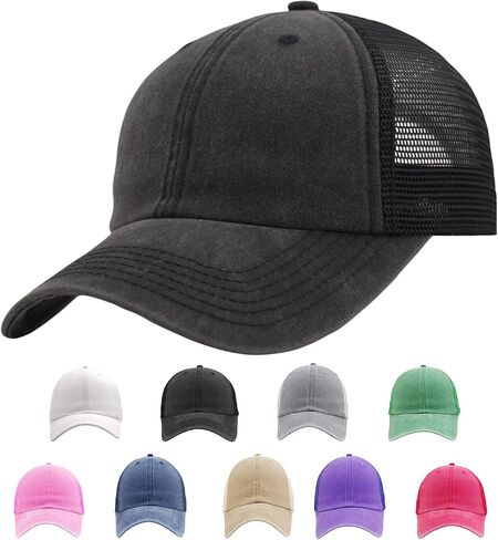 Vintage Washed Snapback Baseball Hat for Men Women, Unstructured Cotton Crown/Soft Mesh/Flexible Visor/Foldbale for Pocket in Saudi Arabia