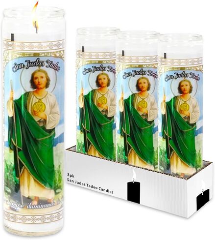 Generic 3 Pack San Judas Tadeo 8 Inch White Religious Candles - Saint Jude Candles for Vigils, Prayers, Blessing Ceremonies, Church Services & More in Saudi Arabia