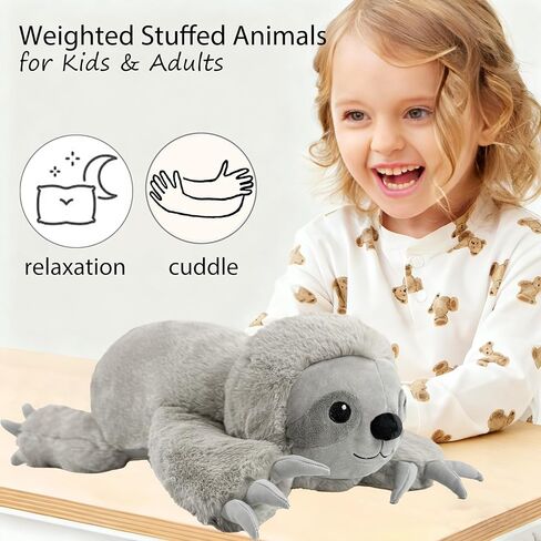 JUSTQUNSEEN 4.5 Lbs Weighted Stuffed Animals for Kids and Adults 22" Cute Sloth Shaped Toys Soft Weighted Plush Toys Gifts for Christmas Easter Birthday Holidays Ideal Huggable Plush Pillow (Sloth) in Saudi Arabia