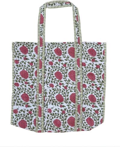 Quilted Cotton Hand printed Reversible Large multicolor cotton Tote Bag,Indian Handmade Block Printed Tote Bag Women Handbag in Kuwait